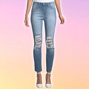 L'AGENCE Luna High Rise Straight Classic Ice Destruct Sz 25